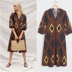 Anthropologie Porridge Mireli Midi Dress 100% Cotton Size XS